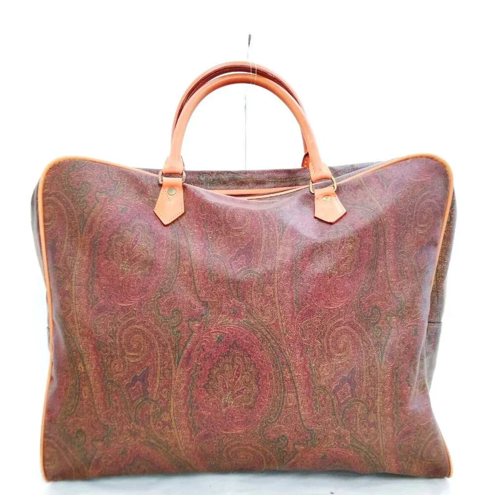 Vintage Etro Lrg Weekender Paisley Briefcase Laptop Shoulder Bag Crossbody Chain
